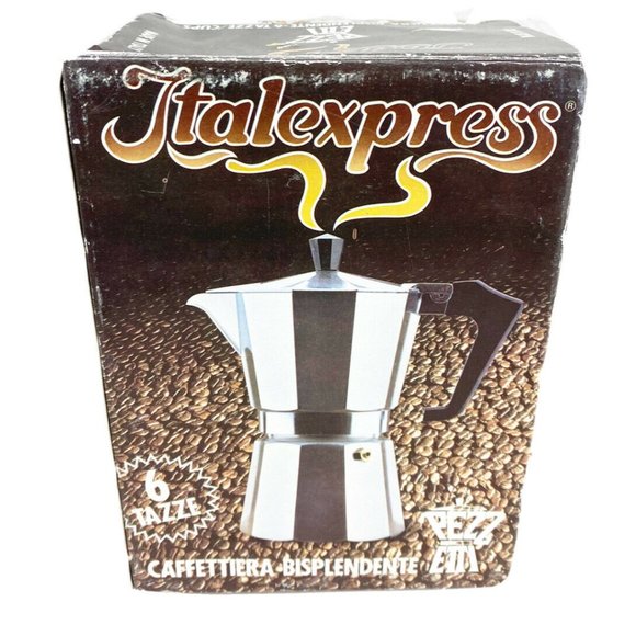 Vintage Pezzetti Italexpress 6 Cup Stovetop Espresso Coffee Maker Italy New! - Picture 3 of 12